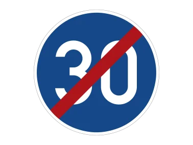 VZ 279-30 Ende der vorgeschriebenenMindestgeschwindigkeit 30 km/h