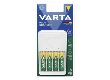 VARTA Ladegerät Plug Charger mit 4x AA, 2100 mAh
