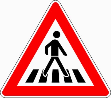 Verkehrszeichen VZ 101-21 Fußgängerüberweg, Aufstellung links