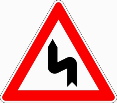 Verkehrszeichen VZ 105-10 Doppelkurve, zunächst links