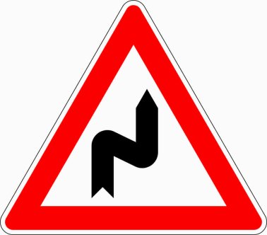 Verkehrszeichen VZ 105-20 Doppelkurve, zunächst rechts