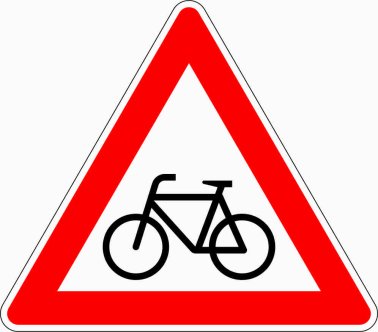 Verkehrszeichen VZ 138-10 Radverkehr, Aufstellung rechts