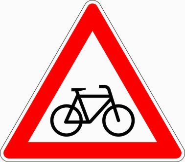 Verkehrszeichen VZ 138-20 Radverkehr, Aufstellung links