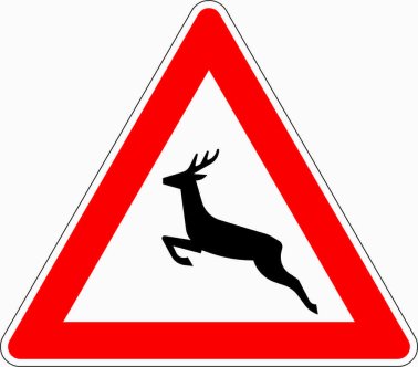 Verkehrszeichen VZ 142-10 Wildwechsel, Aufstellung rechts