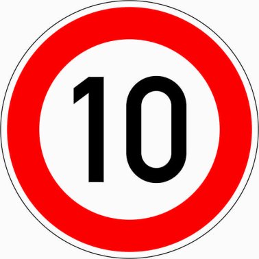 Verkehrszeichen VZ 274-10 Zulässige Höchstgeschwindigkeit 10 km/h