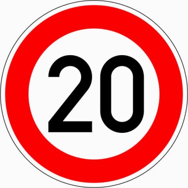 Verkehrszeichen VZ 274-20 Zulässige Höchstgeschwindigkeit 20 km/h