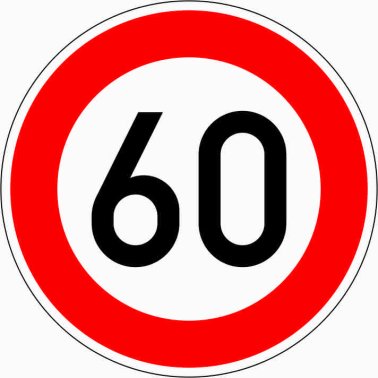 Verkehrszeichen VZ 274-60 Zulässige Höchstgeschwindigkeit 60 km/h