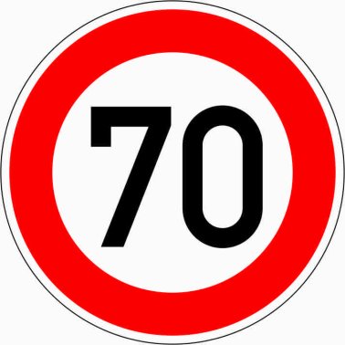 Verkehrszeichen VZ 274-70 Zulässige Höchstgeschwindigkeit 70 km/h