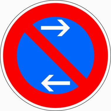 Verkehrszeichen VZ 286-31 Eingeschränktes Haltverbot Mitte (Aufstellung links)