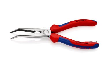KNIPEX Flachrundzange (Storchschnabelzange) Nr. 26 22 200 T, gebogen, mit Befestigungsöse, 200 mm