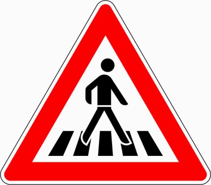 Verkehrszeichen VZ 101-21 Fußgängerüberweg, Aufstellung links