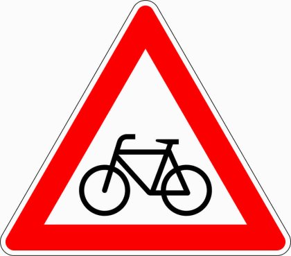 Verkehrszeichen VZ 138-10 Radverkehr, Aufstellung rechts