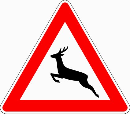 Verkehrszeichen VZ 142-10 Wildwechsel, Aufstellung rechts
