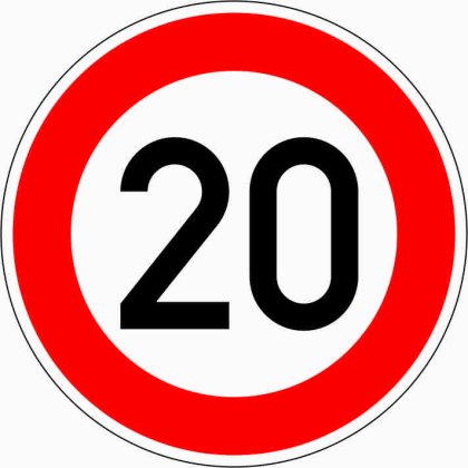 Verkehrszeichen VZ 274-20 Zulässige Höchstgeschwindigkeit 20 km/h