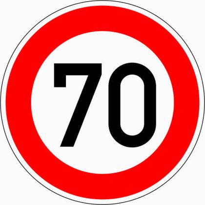 Verkehrszeichen VZ 274-70 Zulässige Höchstgeschwindigkeit 70 km/h