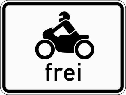 Verkehrszeichen VZ 1022-12 Krafträder, auch mit Beiwagen, Kleinkrafträder und Mofas frei