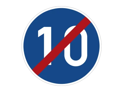 VZ 279-10 Ende der vorgeschriebenenMindestgeschwindigkeit 10 km/h
