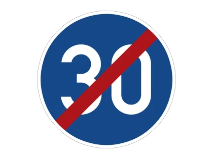VZ 279-30 Ende der vorgeschriebenenMindestgeschwindigkeit 30 km/h