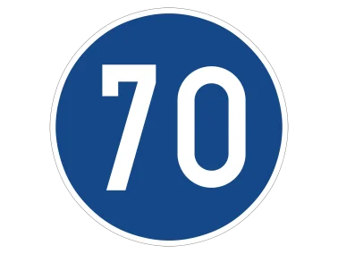 VZ 275-70 Vorgeschriebene Mindestgeschwindigkeit 70 km/h