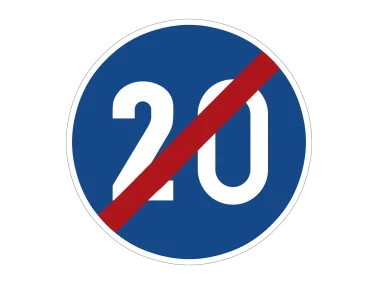 VZ 279-20 Ende der vorgeschriebenenMindestgeschwindigkeit 20 km/h