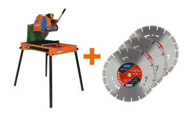 Aktion Norton Clipper Tischsäge CGW mit 3x Norton Diamantscheibe Vulcan TP Beton 350x25,4mm