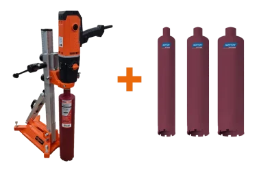 Aktion Norton Clipper Komplett-Set Kernbohrgerät CDR163 / CDM204 mit drei Bohrkronen 82 mm, 112 mm, 132 mm