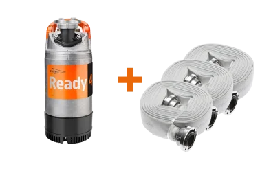 Aktion Flygt Ready 4 Tauchpumpe mit drei C-Schläuchen