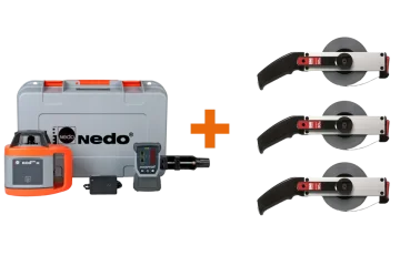 Aktion Nedo ECO 600 H Rotationslaser mit 3x BMI Bandmaß, Kunststoff, glasfaserverstärkt, 50 m