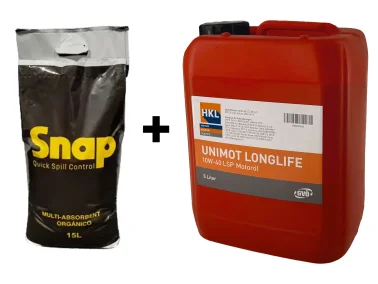 HKL UNIMOT Motoröl 10W-40 5L inkl. 15L SNAP organisches Ölbindemittel
