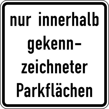 VZ 1053-52 Nur innerhalb gekennzeichneter Parkflächen