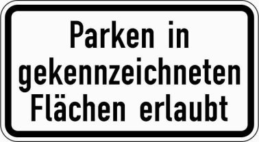 VZ 1053-30 Parken in gekennzeichneten Flächen erlaubt