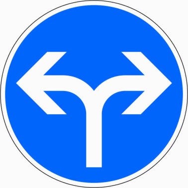 VZ 214-30 Vorgeschriebene Fahrtrichtung rechts oder links