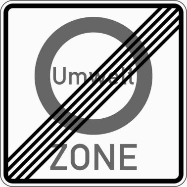 VZ 270.2 Ende einer Verkehrsverbotszone zurVerminderung schädlicher Luftverunreinigungen in einer Zone