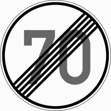 VZ 278-70 Ende der zulässigen Höchstgeschwindigkeit 70 km/h