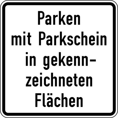 VZ 1053-53 Parken mit Parkschein in gekennzeichneten Flächen