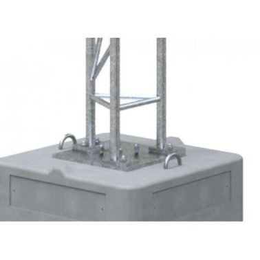 Adapterplatte für Gitterrohrmast und Beton-Aufstellvorrichtung