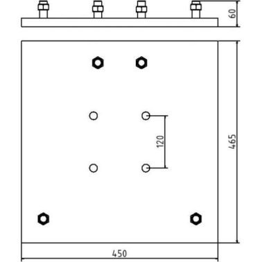 Adapterplatte für Gitterrohrmast und Beton-Aufstellvorrichtung