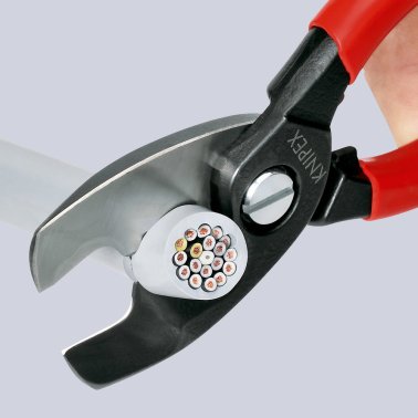 KNIPEX Kabelschere Nr. 95 12 200, mit Doppelschneide, Mehrkomponenten-Griff, 200 mm