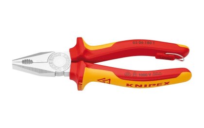 KNIPEX VDE-Kombizange Nr. 03 06 180 T, mit Befestigungsöse, 180 mm
