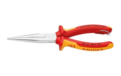 KNIPEX VDE-Flachrundzange (Storchschnabelzange) Nr. 26 16 200 T, gerade, mit Befestigungsöse, 200 mm