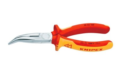 KNIPEX VDE-Flachrundzange (Radiozange) Nr. 25 26 160, gebogen, Mehrkomponenten-Griff