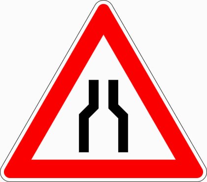 VZ 120 Verengte Fahrbahn