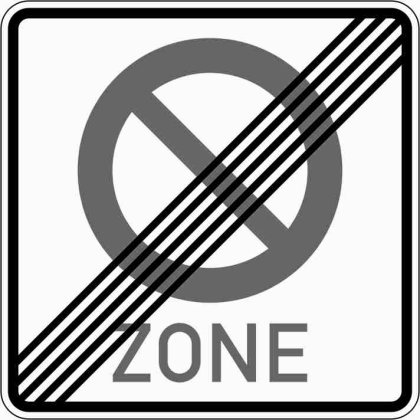 VZ 290.2 Ende eines eingeschränkten Haltverbots für eine Zone