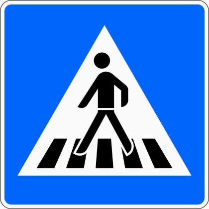 VZ 350-10 Fußgängerüberweg, Aufstellung rechts