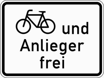 VZ 1020-12 Radverkehr und Anlieger frei