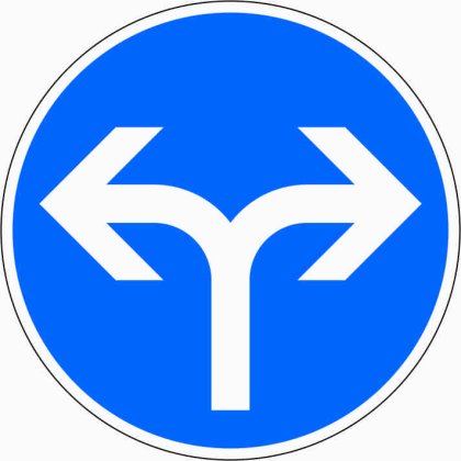 VZ 214-30 Vorgeschriebene Fahrtrichtung rechts oder links