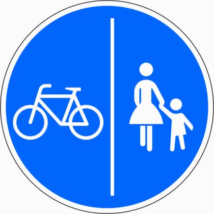 VZ 241-30 Getrennter Rad- und Gehweg, Radweg links