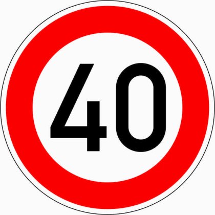 VZ 274-40 Zulässige Höchstgeschwindigkeit 40 km/h