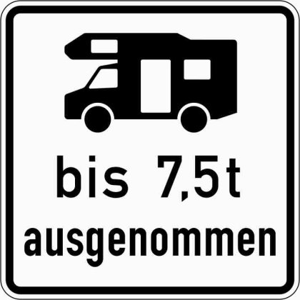 VZ 1024-19 Wohnmobile mit einer zulässigen Gesamtmasse bis 7,5 t ausgenommen