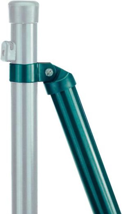 Strebe, 34 mm, sendzimirverzinkt, grün beschichtet, mit 38er Schelle